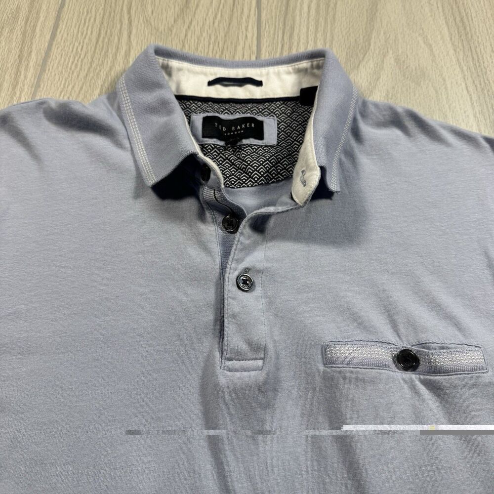 Ted Baker London Polo Shirt Men’s 5 (fits M) Light Blue Chest Pocket Golf Preppy